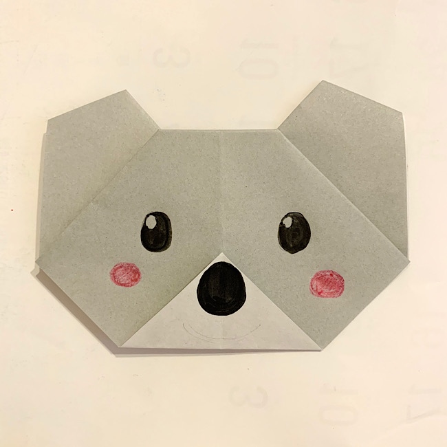 コアラの折り紙・作り方｜紙１枚で簡単・可愛い動物コアラの顔を折ろう♪