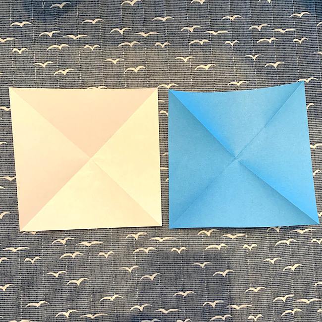 折り紙2枚でつくるかわいい風車の折り方・作り方 (4)