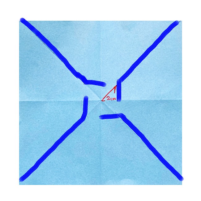 折り紙2枚でつくるかわいい風車の折り方・作り方 (6)