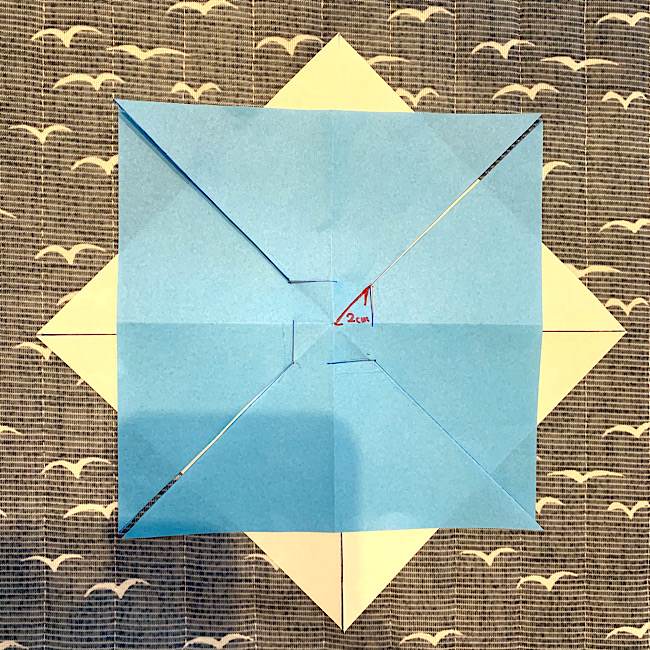 折り紙2枚でつくるかわいい風車の折り方・作り方 (7)