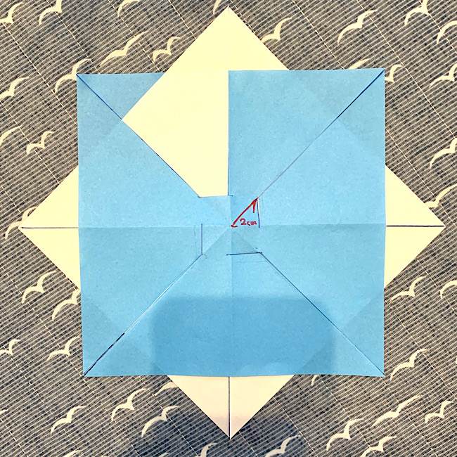 折り紙2枚でつくるかわいい風車の折り方・作り方 (8)