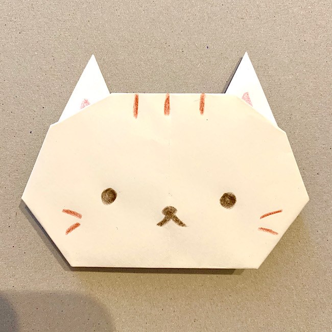 折り紙｜平面の猫(ねこ)の折り図 (11)