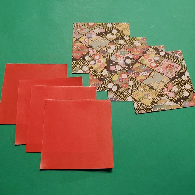 折り紙でつくるお正月飾り・用意折り紙