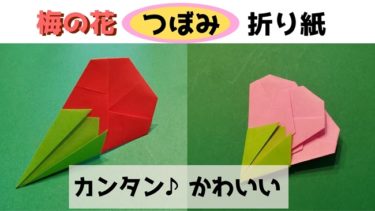 梅の花 つぼみ 折り紙の折り方 作り方 切らないで作れる簡単でかわいい飾り 子供と楽しむ折り紙 工作