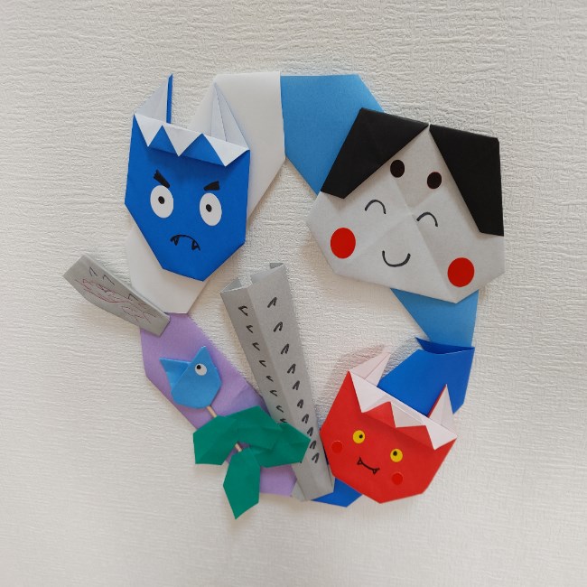 aikichan様専用ページです。折り紙　節分リース　赤、青鬼　ハンドメイド
