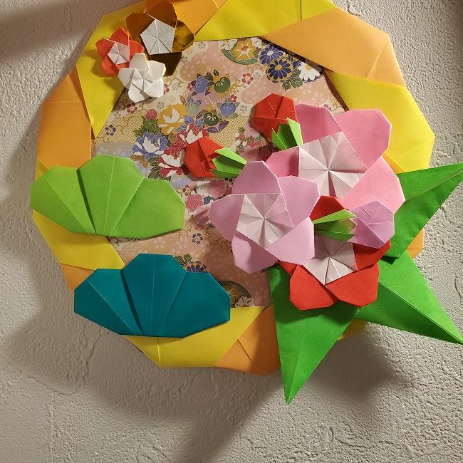松竹梅の折り紙リースの折り方・作り方☆簡単でお正月にもピッタリな壁面飾り♪│子供と楽しむ折り紙・工作