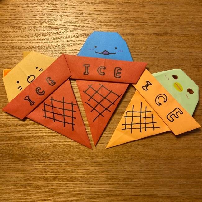 すみっこぐらしの折り紙アイスは簡単かわいい！子供と一緒に作ったよ