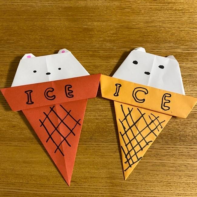 すみっこぐらしの折り紙アイスは簡単かわいい！子供と一緒に作ったよ