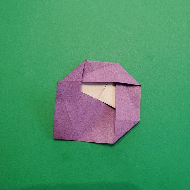 折り紙の椿(平面)の折り方・作り方(19)
