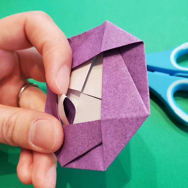 折り紙の椿(平面)の折り方・作り方(22)