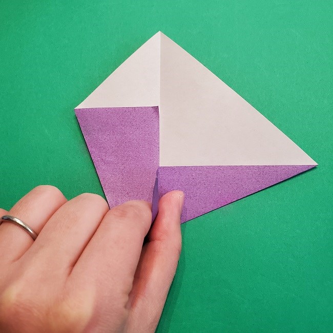折り紙の椿(平面)の折り方・作り方(9)