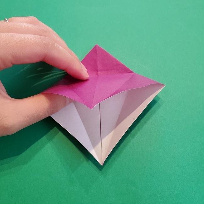 椿の折り紙(立体)の作り方・折り方 (16)