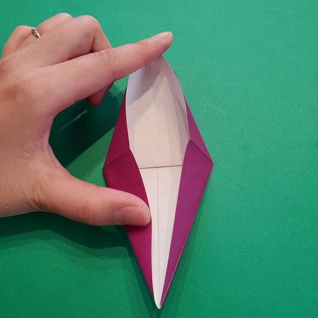 椿の折り紙(立体)の作り方・折り方 (17)
