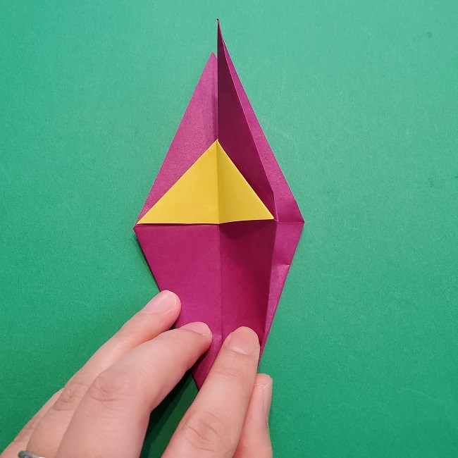 椿の折り紙(立体)の作り方・折り方 (40)