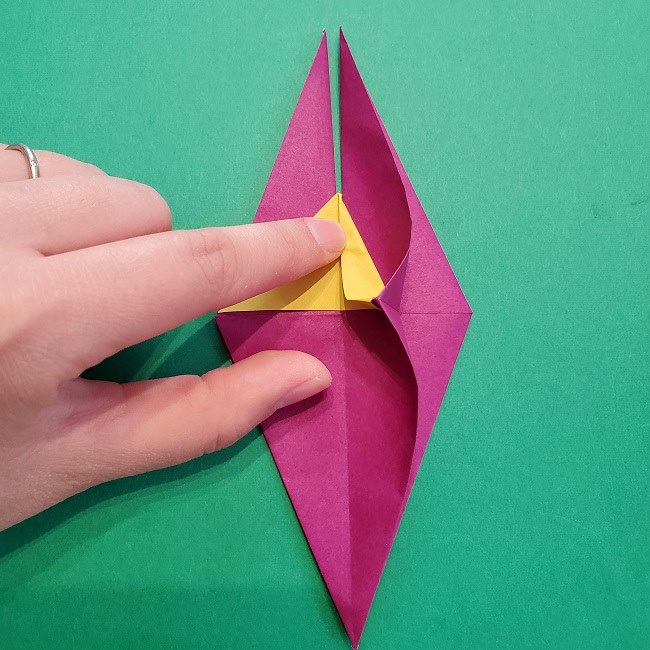 椿の折り紙(立体)の作り方・折り方 (42)