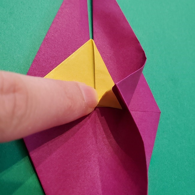 椿の折り紙(立体)の作り方・折り方 (43)