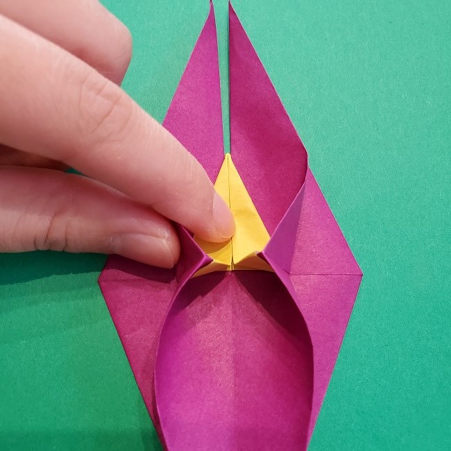 椿の折り紙(立体)の作り方・折り方 (44)