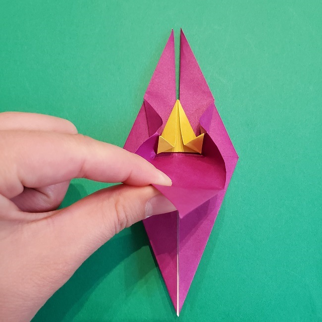椿の折り紙(立体)の作り方・折り方 (45)