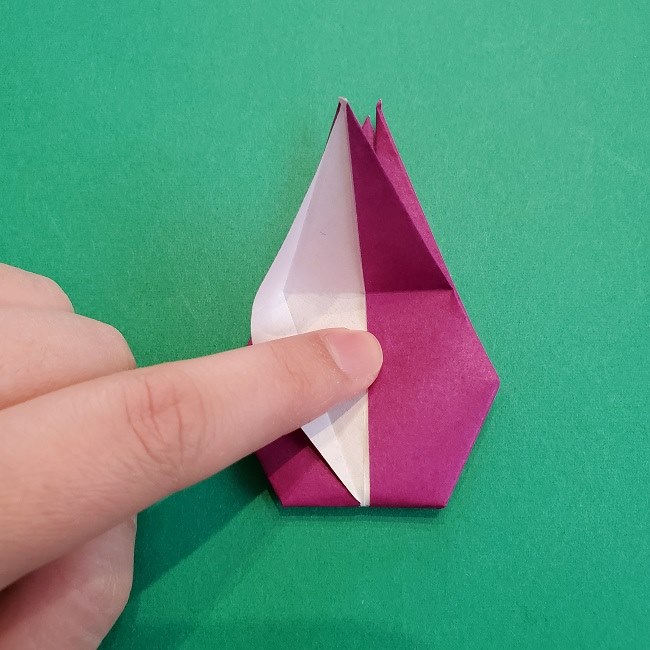 椿の折り紙(立体)の作り方・折り方 (50)