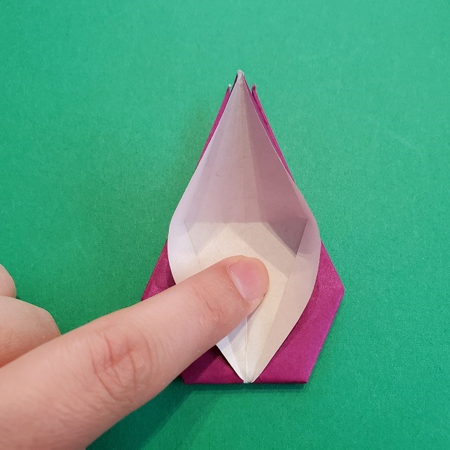 椿の折り紙(立体)の作り方・折り方 (51)