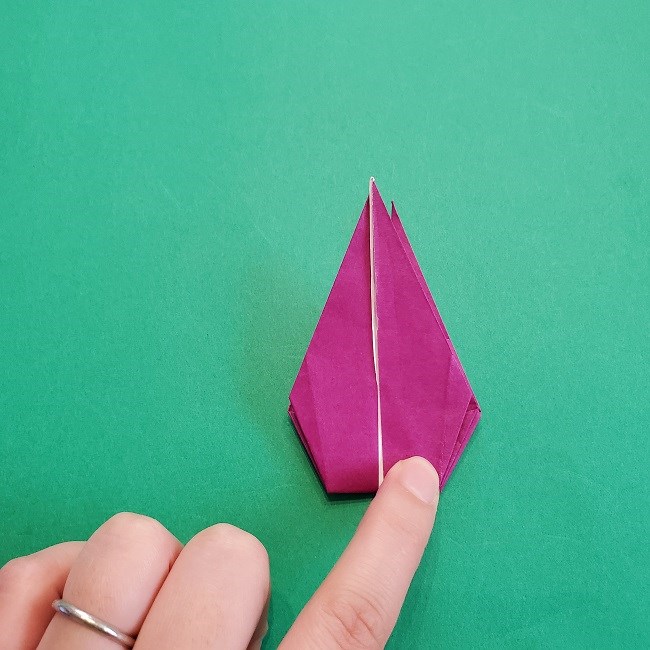 椿の折り紙(立体)の作り方・折り方 (57)