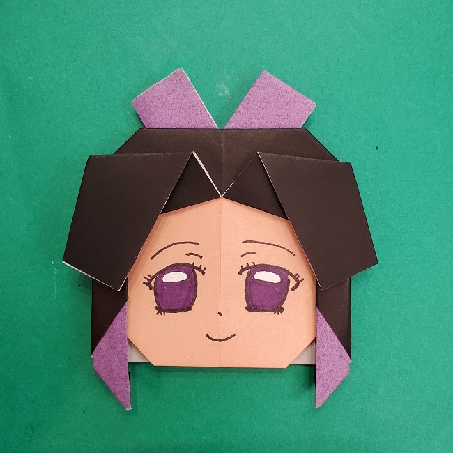 胡蝶しのぶの髪飾りの作り方(折り紙は紫色) (14)