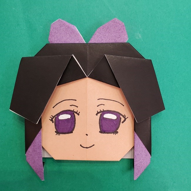 胡蝶しのぶの髪飾りの作り方(折り紙は紫色) (15)