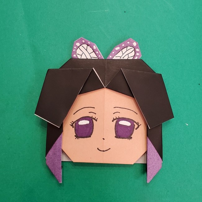 胡蝶しのぶの髪飾りの作り方(折り紙は紫色) (16)