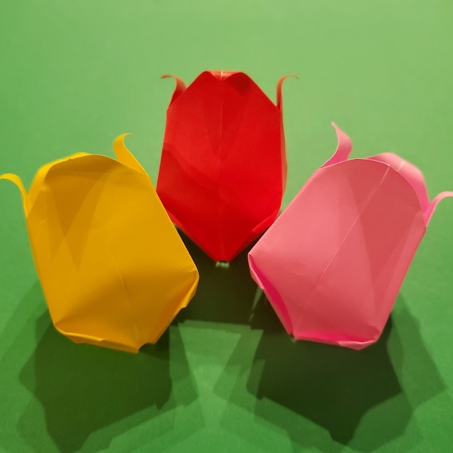 4月の折り紙 チューリップ(立体)の花＊作り方折り方 (35)