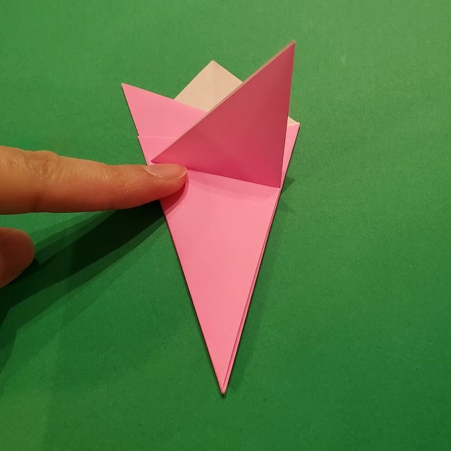 折り紙の桜(立体・1枚)の作り方折り方 (14)
