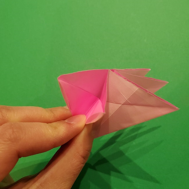 折り紙の桜(立体・1枚)の作り方折り方 (33)