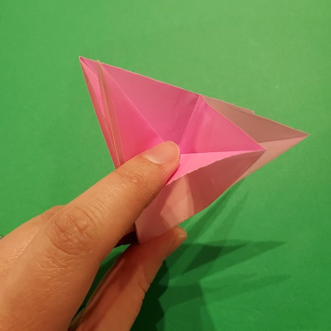 折り紙の桜(立体・1枚)の作り方折り方 (35)