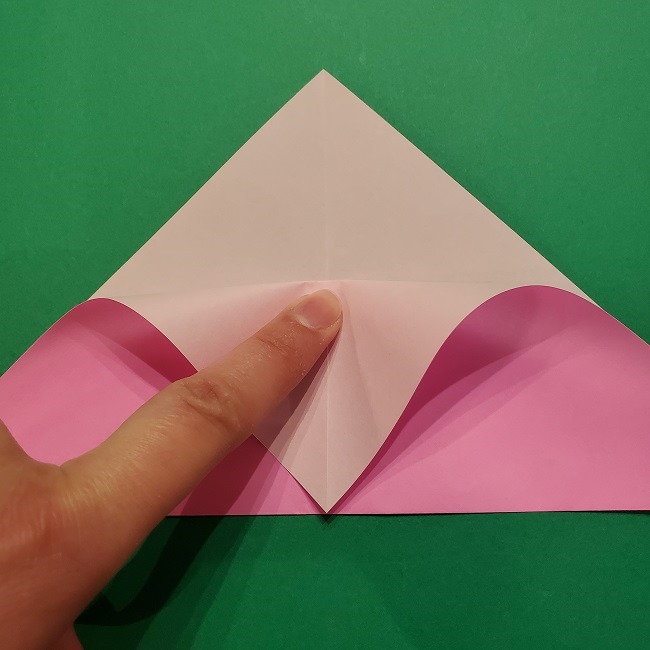 折り紙の桜(立体・1枚)の作り方折り方 (5)
