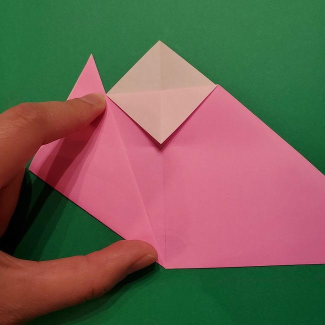 折り紙の桜(立体・1枚)の作り方折り方 (8)