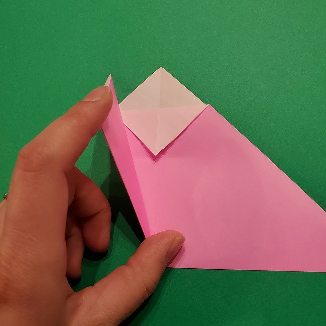 折り紙の桜(立体・1枚)の作り方折り方 (9)