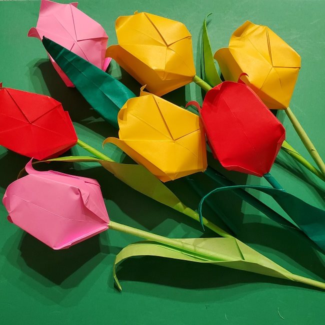 折り紙の花束(子供にも!)立体的なチューリップブーケの作り方 (14)
