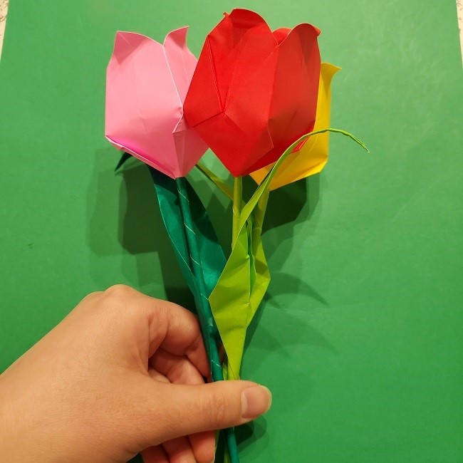 折り紙の花束(子供にも!)立体的なチューリップブーケの作り方 (2)