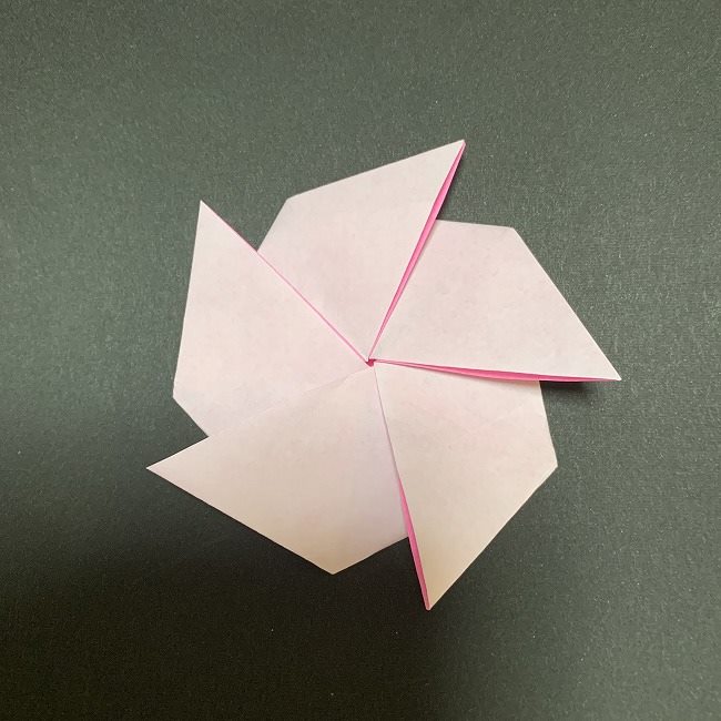 折り紙コースター(桜)：折り方作り方 (23)