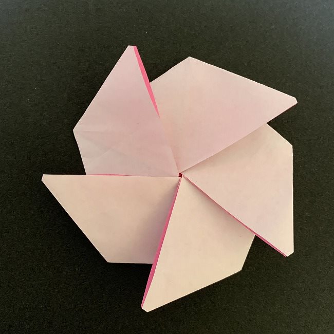 折り紙コースター(桜)：折り方作り方 (25)