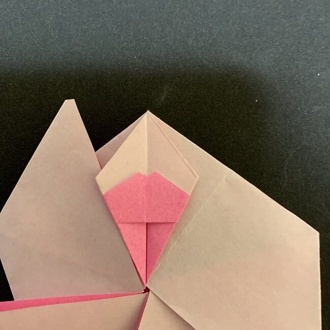折り紙コースター(桜)：折り方作り方 (30)