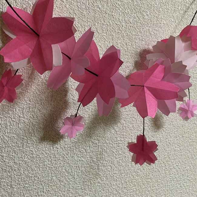 桜の装飾・折り紙ガーランドの作り方 (9)