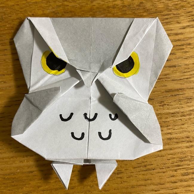 ふくろう 折り紙のフクロウはかわいい 立体的でリアル 折り方作り方も簡単で小学生でも作れたよ 子供と楽しむ折り紙 工作