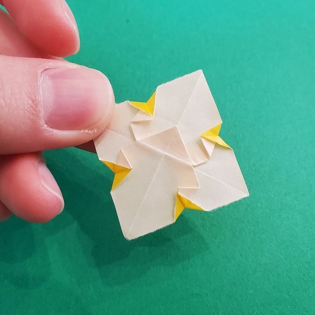 折り紙 菜の花(立体)の折り方作り方1花 (21)