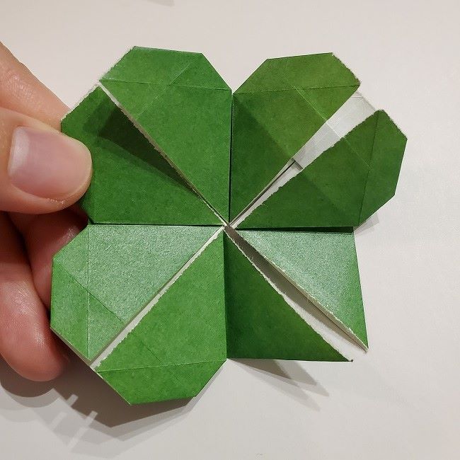折り紙のクローバー(4枚ver折り方・作り方2四葉へ (3)