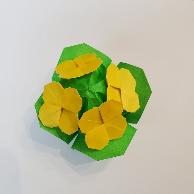 折り紙 菜の花(立体)の折り方作り方2土台 (43)