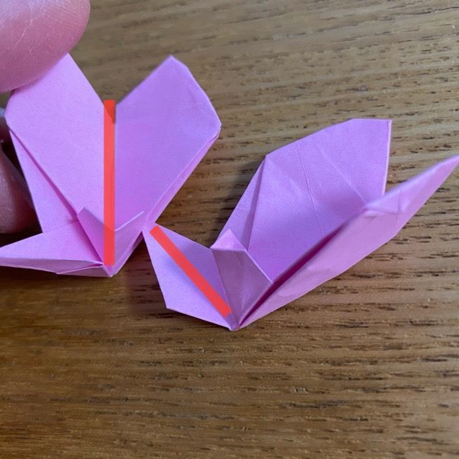 桜の折り紙 切らないで立体的につくる折り方作り方 (48)