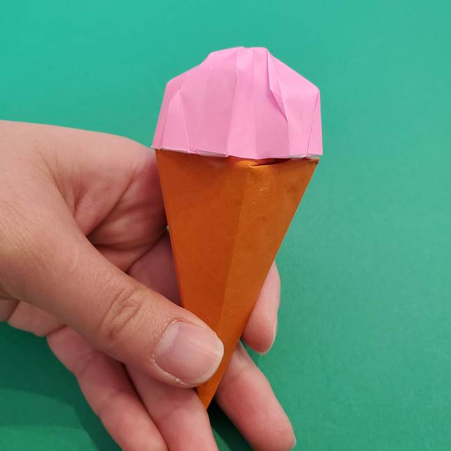 折り紙のアイスクリームコーン 立体的な折り方作り方2(38)