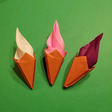 折り紙のソフトクリーム(立体)の折り方作り方★リアルでかわいい夏のスイーツ
