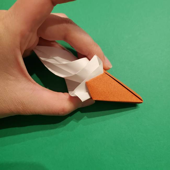 折り紙のソフトクリーム(立体)の折り方作り方コーン(38)