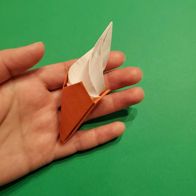 折り紙のソフトクリーム(立体)の折り方作り方コーン(40)
